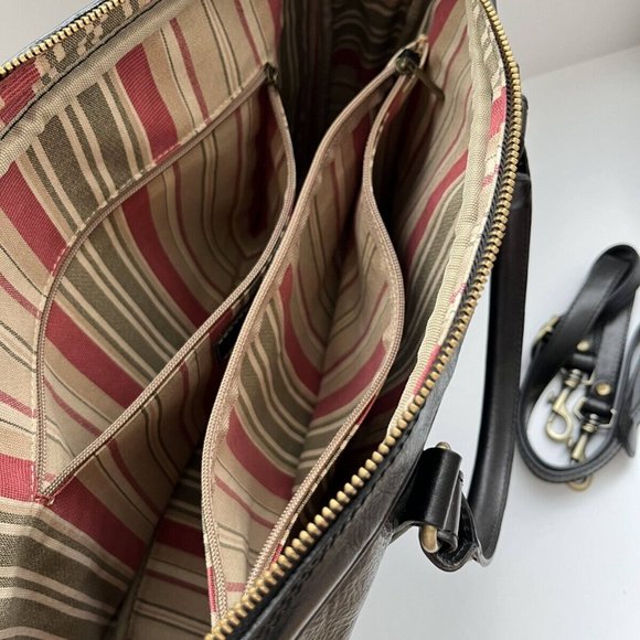 Floto Venezia Women Black Leather Boston Briefcase Attached Laptop Case w/ Strap - Picture 16 of 16